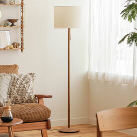 フロアライト 照明 スタンドライト Oak＆LinenMix スマートLED電球付属 調光 調色 ナツメ球付属 日本製 オーク リネン コットン 木製 ナチュラル ブラウン ヴィンテージレッド おしゃれ あす着対応