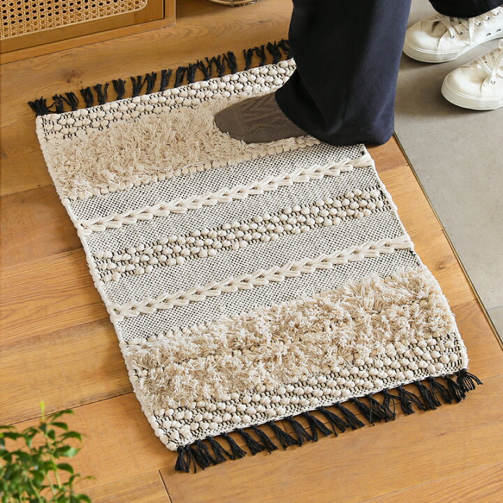 楽天市場】フロアマット POP CORN STRIPE MAT 50×70 インド製 コットン 