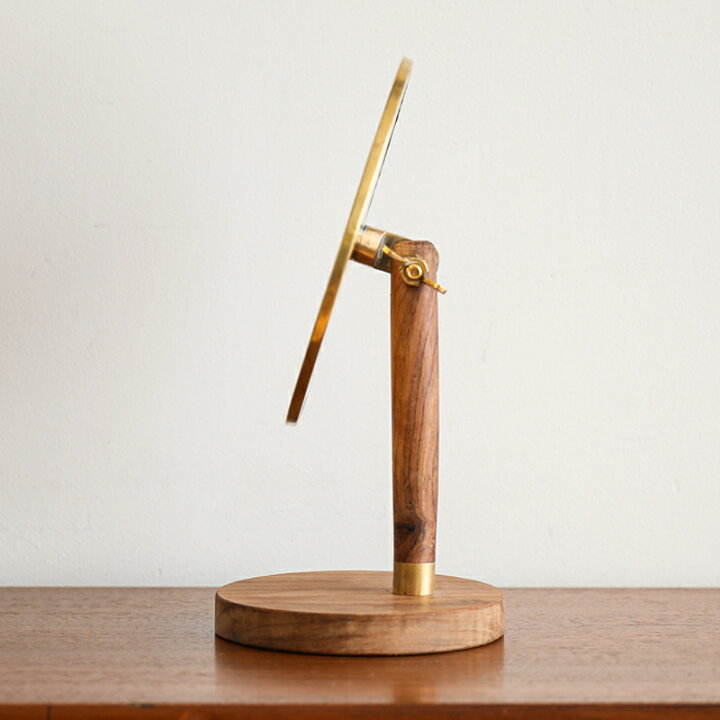 楽天市場】スタンドミラー オーバル BRASS＆WOOD 鏡 卓上 北欧 
