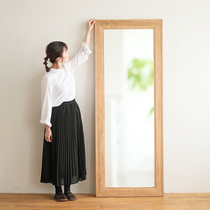 楽天市場】BREEZE ウォールミラー 180cm ナチュラル チーク 無垢材 鏡  