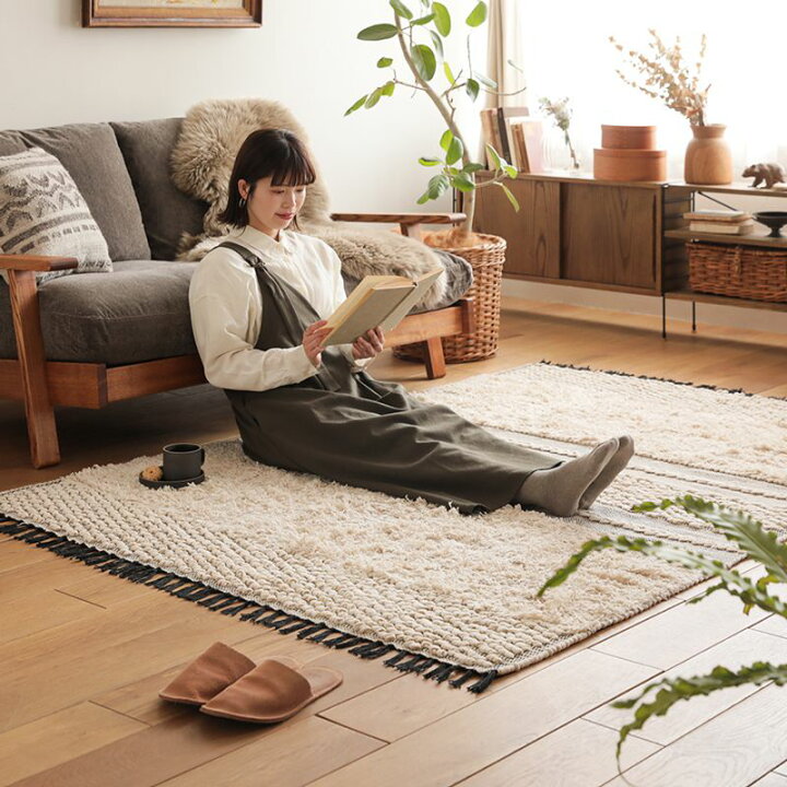 楽天市場 ラグ ラグマット Pop Corn Stripe Rug 140 0 インド製 綿 100 カーペット 長方形 リビング 寝室 送料無料 Recenoインテリア