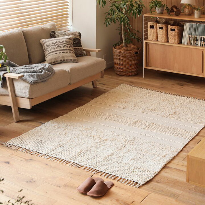 楽天市場 ラグ ラグマット Pop Corn Stripe Rug 140 0 インド製 綿 100 カーペット 長方形 リビング 寝室 送料無料 Recenoインテリア