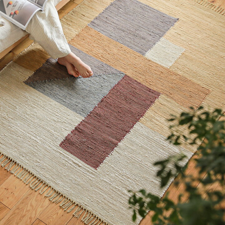 楽天市場】ラグ ラグマット AHAM 140×200 インド製 コットン 綿 夏ラグ 