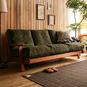 3人掛けソファー NOANA ノアナ ヴィンテージレッドフレーム 北欧 カバーリング 木製 無垢 フェザー ワイド ゆったり おしゃれ 【フェザー飛び出し改善済】