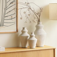 フラワーベース Linea リネア Lサイズ ホワイト 直径20cm 高さ38cm 23.167-L 花瓶 花びん テラコッタ 粘…