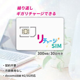 リチャージSIM 物理プリペイドSIM エントリーパッケージ ギガリチャージで繰り返し利用可能 契約不要 月額費用なし レンタル不要 買切り ネットワーク専用 ドコモ回線 プリペイド データSIM 格安SIM リチャージWiFi