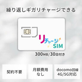 リチャージSIM 物理プリペイドSIM ウェルカムパッケージ ギガリチャージで繰り返し利用可能 契約不要 月額費用なし レンタル不要 買切り ネットワーク専用 ドコモ回線 プリペイド データSIM 格安SIM リチャージWiFi