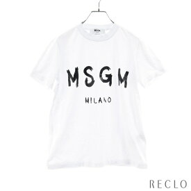 エムエスジーエム MSGM Tシャツ クルーネック ホワイト ロゴプリント 2000MDM510 【中古】 送料無料