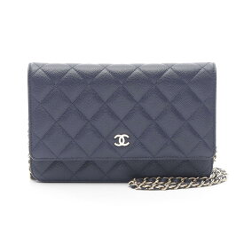 シャネル CHANEL マトラッセ ショルダーバッグ バッグ レザー グレインドカーフスキン ネイビー系 AP0250 【中古】
