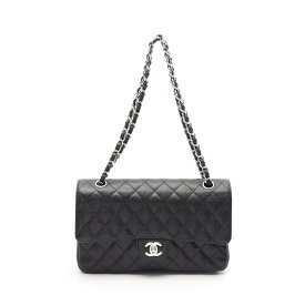 シャネル CHANEL マトラッセ ダブルフラップ ショルダーバッグ バッグ レザー グレインドカーフスキン ブラック系 【中古】