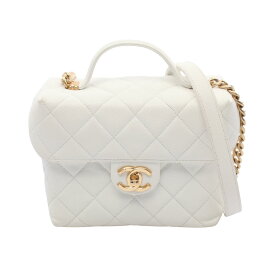 シャネル CHANEL マトラッセ トップハンドル ショルダーバッグ バッグ レザー グレインドカーフスキン ホワイト系 AS3727 【中古】