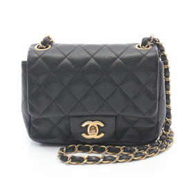 シャネル CHANEL ミニマトラッセ ショルダーバッグ バッグ レザー グレインドカーフスキン ブラック系 A35200 【中古】