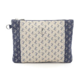 ジミーチュウ JIMMY CHOO DEREK-N デレクN JCロゴ セカンドバッグ クラッチバッグ バッグ キャンバス ベージュ系 / ネイビー系 【中古】