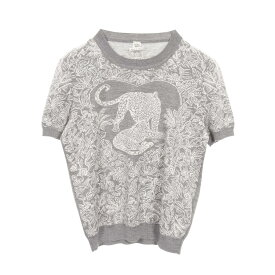 ＼10%OFFクーポン対象 6/4 20時〜6/11 1:59／エルメス HERMES JUNGLE LOVE ニット 衣料品 トップス カシミヤ シルク シルク グレー系 / ホワイト系 【中古】