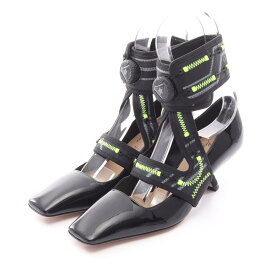 【20%OFFクーポン対象11/4 20時〜11 1:59】クリスチャンディオール Christian Dior Christian Dior × Roger Vivier 62-22 パンプス 靴 パテントレザー ファブリック ブラック系 / グリーン系 【中古】