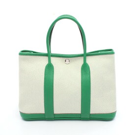 エルメス HERMES ガーデンパーティTPM トートバッグ バッグ キャンバス レザー トワルツイルアッシュ / カントリー カントリー ベージュ系 / グリーン系 【中古】