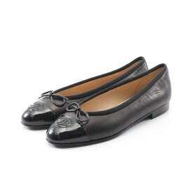 シャネル CHANEL バレリーナ ココマーク パンプス 靴 ラムスキン（羊革） パテントレザー ブラック系 A02819 【中古】