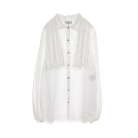 シャネル CHANEL ココマークボタン パンチング ブラウス 衣料品 トップス コットン ホワイト系 【中古】