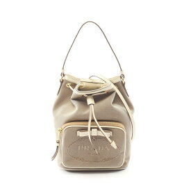 プラダ PRADA LOGO JACQUARD ハンドバッグ バッグ キャンバス レザー ベージュ系 / ホワイト系 【中古】