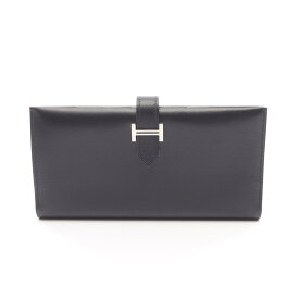 エルメス HERMES ベアンスフレ 二つ折り長財布 財布 カーフ（牛革） ボックスカーフ ブラック系 【中古】