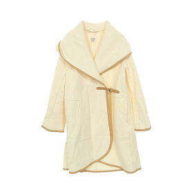 エルメス HERMES ラップコート フーデッド 衣料品 アウター ウール カシミヤ アイボリー系 / ベージュ系 【中古】
