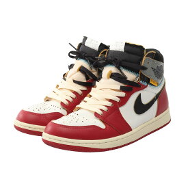 ナイキ NIKE NIKE × UNION AIR JORDAN 1 RETRO HIGH スニーカー 靴 レザー ファブリック レッド系 / マルチカラー 【中古】