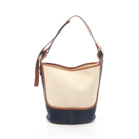【20%OFFクーポン対象 3/4 20時-3/11 01:59】ロエベ LOEWE アナグラム ホーボーバッグ ショルダーバッグ バッグ キャンバス レザー アイボリー系 / ネイビー系 / ブラウン系 【中古】