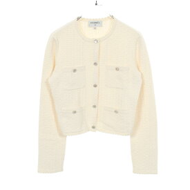 シャネル CHANEL ココマークシェルボタン ニットジャケット カーディガン 衣料品 トップス コットン シルク ホワイト系 P79207K11420 【中古】