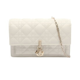 ディオール Dior My Dior デイリーチェーンポーチ カナージュ ショルダーバッグ バッグ レザー ホワイト系 【中古】