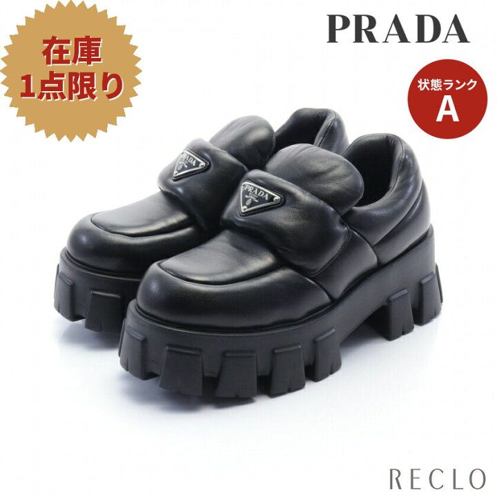 楽天市場】プラダ PRADA ローファー レザー ブラック プラットフォーム 