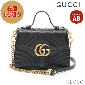 【エントリーでポイント10倍◎店舗限定11日1:59迄】グッチ GUCCI ミニ トップハンドルバッグ GGマーモント ハンドバッグ レザー ブラック 2WAY 547260 【中古】 送料無料 良品