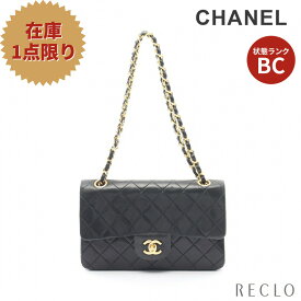 シャネル CHANEL マトラッセ Wフラップ Wチェーンショルダーバッグ ラムスキン ブラック ゴールド金具 ヴィンテージ A01113 【中古】