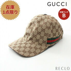 グッチ GUCCI GGキャンバス ウェブライン ベースボール キャップ キャンバス レザー ベージュ ブラウン マルチカラー 200035 【中古】 送料無料_2406ss_all_wal_0604