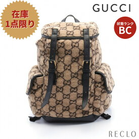 【スーパーSALE限定!!10%OFF以上】グッチ GUCCI GGウール バックパック リュックサック ウール レザー ベージュ ブラック 598184 【中古】 送料無料_2406ss_all_bg_0604