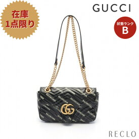 グッチ GUCCI GUCCI × BALENCIAGA ザ ハッカー プロジェクト GGマーモント キルティング スモール チェーンショルダーバッグ レザー ブラック ホワイト 443497 【中古】 送料無料_10th_all_bg_10th