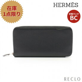 【スーパーSALE限定!!15%OFF以上】エルメス HERMES アザップロング シルクイン ラウンドファスナー長財布 ヴォーエプソン ブラック シルバー金具 □O刻印 【中古】 送料無料 サイフ_2406ss_all_wal_0604