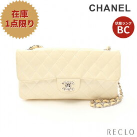 【エントリーでポイント10倍◎対象店舗限定27日1:59迄】シャネル CHANEL マトラッセ チェーンショルダーバッグ ラムスキン ホワイト シルバー金具 【中古】 送料無料