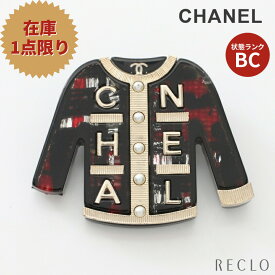 【エントリーでポイント10倍◎対象店舗限定27日1:59迄】シャネル CHANEL ジャケット ロゴ ブローチ GP フェイクパール ゴールド ブラック マルチカラー D20S 【中古】 送料無料