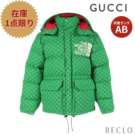 グッチ GUCCI GUCCI × THE NORTH FACE ダウンジャケット GGキャンバス ダウンジャケット コットン グリーン レッド ホワイト 670766【中古】 送料無料 良品_2406ss_all_apa_0604