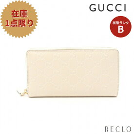 グッチ GUCCI グッチシマ ラウンドファスナー長財布 レザー オフホワイト 410102【中古】 送料無料 サイフ