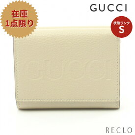 【エントリーでポイント10倍◎店舗限定11日1:59迄】グッチ GUCCI 三つ折り財布 レザー アイボリー ロゴ 731694【中古】 送料無料 サイフ