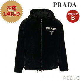 【エントリーでポイント10倍◎対象店舗限定27日1:59迄】プラダ PRADA シアリング ムートン ジャケット シープスキン ブラック フード付き リバーシブル 【中古】_2406ss_all_apa_0604