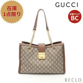 【SALE 5%OFF以上】グッチ GUCCI パドロック GGスプリーム ミディアム チェーンショルダーバッグ チェーントートバッグ PVC レザー グレーベージュ ブラウン 479197【中古】