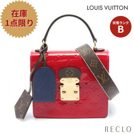 ルイヴィトン LOUIS VUITTON スプリング ストリート PM モノグラムヴェル二 エピ スカーレット ハンドバッグ レザー PVC レッド ダークブルー ブラウン 2WAY 別売りショルダーストラップ付き M90505【中古】