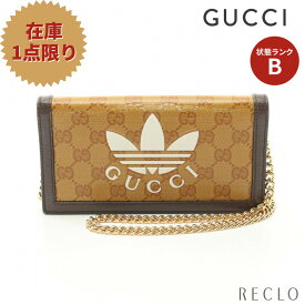 【エントリーでポイント10倍◎店舗限定11日1:59迄】グッチ GUCCI GUCCI × adidas GGクリスタル チェーンウォレット コーティングキャンバス レザー イエローブラウン グレーブラウン 621892【中古】