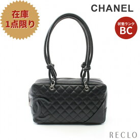 シャネル CHANEL カンボンライン ボーリングバッグ ショルダーバッグ レザー エナメルレザー ブラック シルバー金具 A25171【中古】