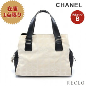 シャネル CHANEL ニュートラベルライン ハンドバッグ ナイロンキャンバス レザー アイボリー ブラック シルバー金具 A20518【中古】