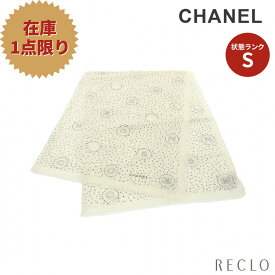 シャネル CHANEL ココマーク ストール カシミヤ オフホワイト ブラック AA9046【中古】