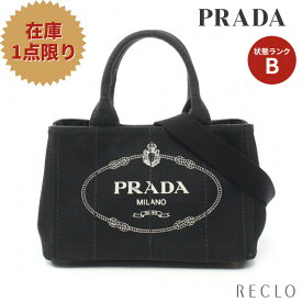 【エントリーでポイント10倍◎店舗限定11日1:59迄】プラダ PRADA CANAPA カナパ ハンドバッグ トートバッグ キャンバス ブラック 2WAY 1BG439【中古】