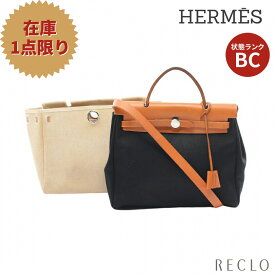 【エントリーでポイント10倍◎店舗限定11日1:59迄】エルメス HERMES エールバッグPM ハンドバッグ トワルオフィシエ レザー ブラック ブラウン シルバー金具 □D刻印 【中古】